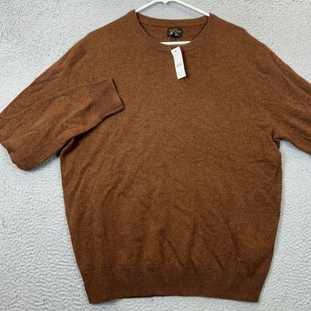 NEW J Crew Sweater Mens Large Crewneck Brown Knit Pullover 100% Cashmere Casual
